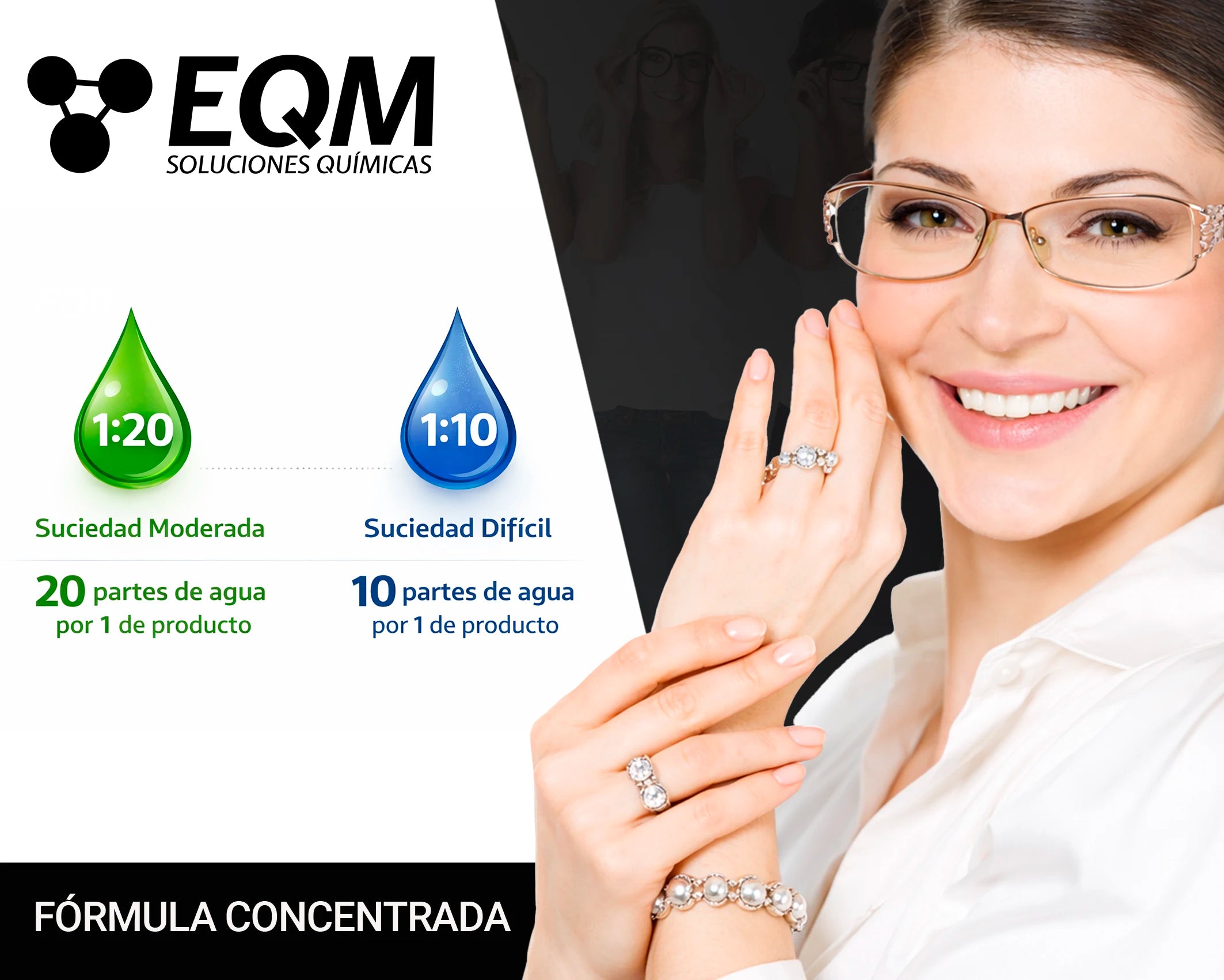 Eqm - Eco-224 - Concentrated Ultrasonic Cleaning Liquid - Suitable for Metals and Steel - Ideal for Jewelry, Glasses, Silver