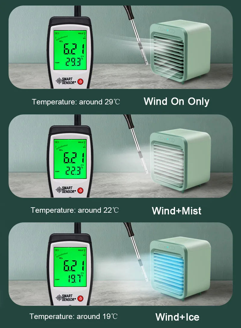Portable Air Conditioner Fan USB Desktop Fan Rechargeable Mini Air Humidifier Cooler Table Cooling Mist Fan for Office Home