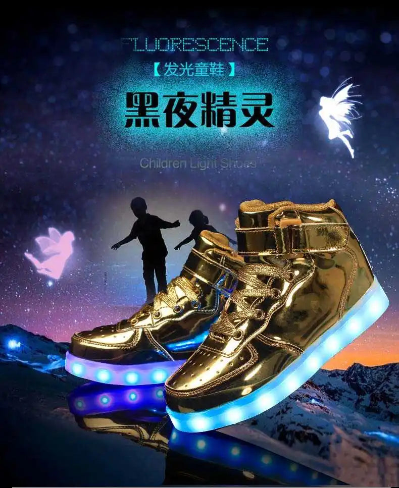 Men Sneakers Kid Boots Girl Boy Footwear Women Fashion Casual Sport Outdoor Dance Flats Children Led Light Up Hip-Hop Shoes