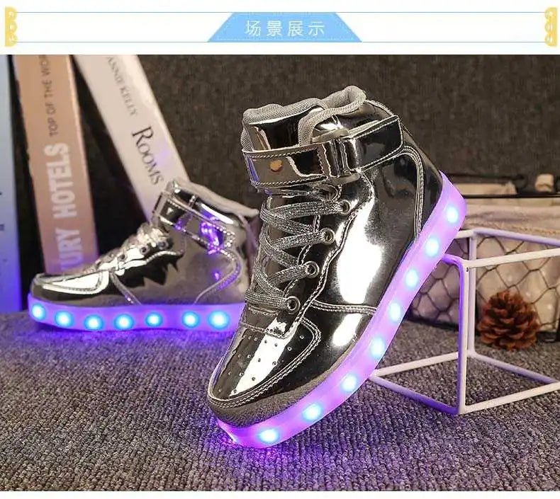 Men Sneakers Kid Boots Girl Boy Footwear Women Fashion Casual Sport Outdoor Dance Flats Children Led Light Up Hip-Hop Shoes