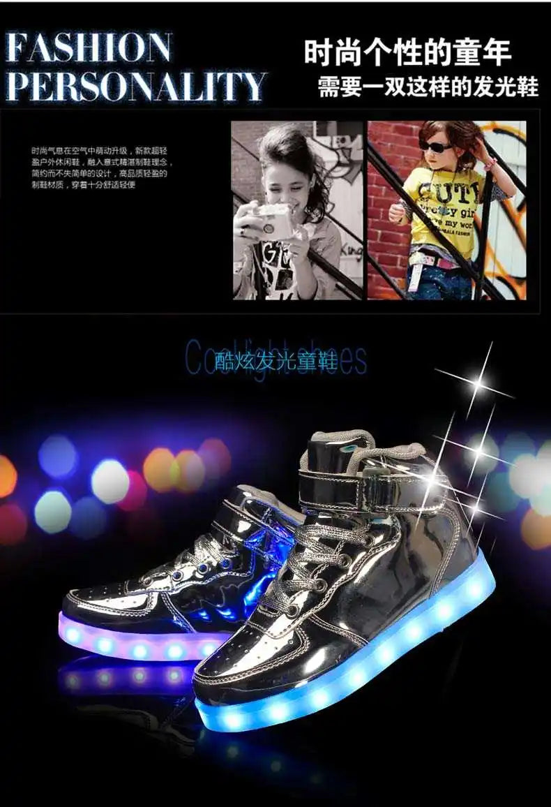 Men Sneakers Kid Boots Girl Boy Footwear Women Fashion Casual Sport Outdoor Dance Flats Children Led Light Up Hip-Hop Shoes