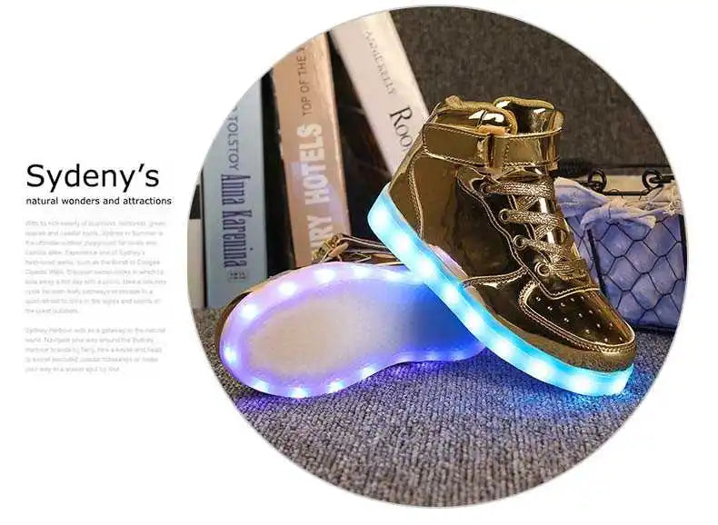 Men Sneakers Kid Boots Girl Boy Footwear Women Fashion Casual Sport Outdoor Dance Flats Children Led Light Up Hip-Hop Shoes