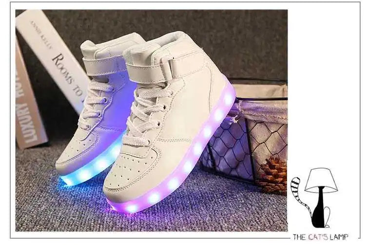 Men Sneakers Kid Boots Girl Boy Footwear Women Fashion Casual Sport Outdoor Dance Flats Children Led Light Up Hip-Hop Shoes