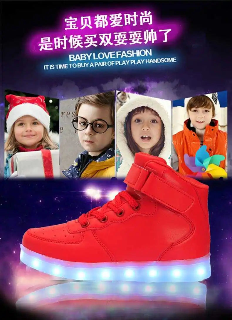 Men Sneakers Kid Boots Girl Boy Footwear Women Fashion Casual Sport Outdoor Dance Flats Children Led Light Up Hip-Hop Shoes