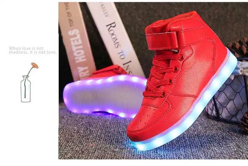 Men Sneakers Kid Boots Girl Boy Footwear Women Fashion Casual Sport Outdoor Dance Flats Children Led Light Up Hip-Hop Shoes
