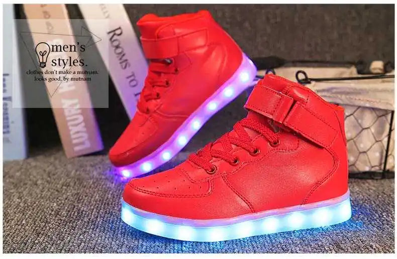 Men Sneakers Kid Boots Girl Boy Footwear Women Fashion Casual Sport Outdoor Dance Flats Children Led Light Up Hip-Hop Shoes