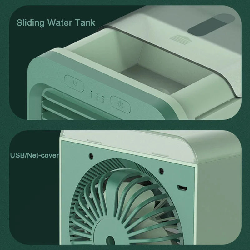 Portable Air Conditioner Fan USB Desktop Fan Rechargeable Mini Air Humidifier Cooler Table Cooling Mist Fan for Office Home