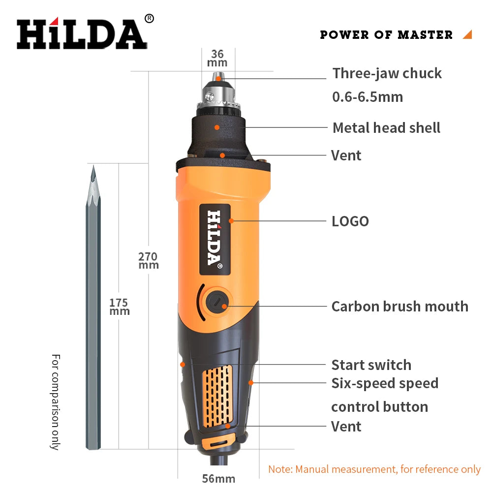 HILDA Mini Electric Drill Rotary Tools Variable Speed Grinder Grinding Toolwith Engraving Accessories 220V Mini Drill