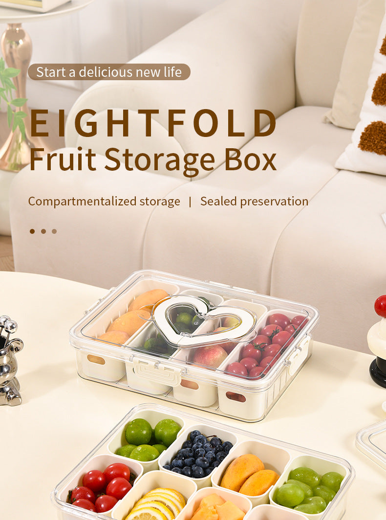 Love Refrigerator Salad Fruit Preservation Box Household Spices Kitchen Storage Box Eight-compartment Sealed Spice Box