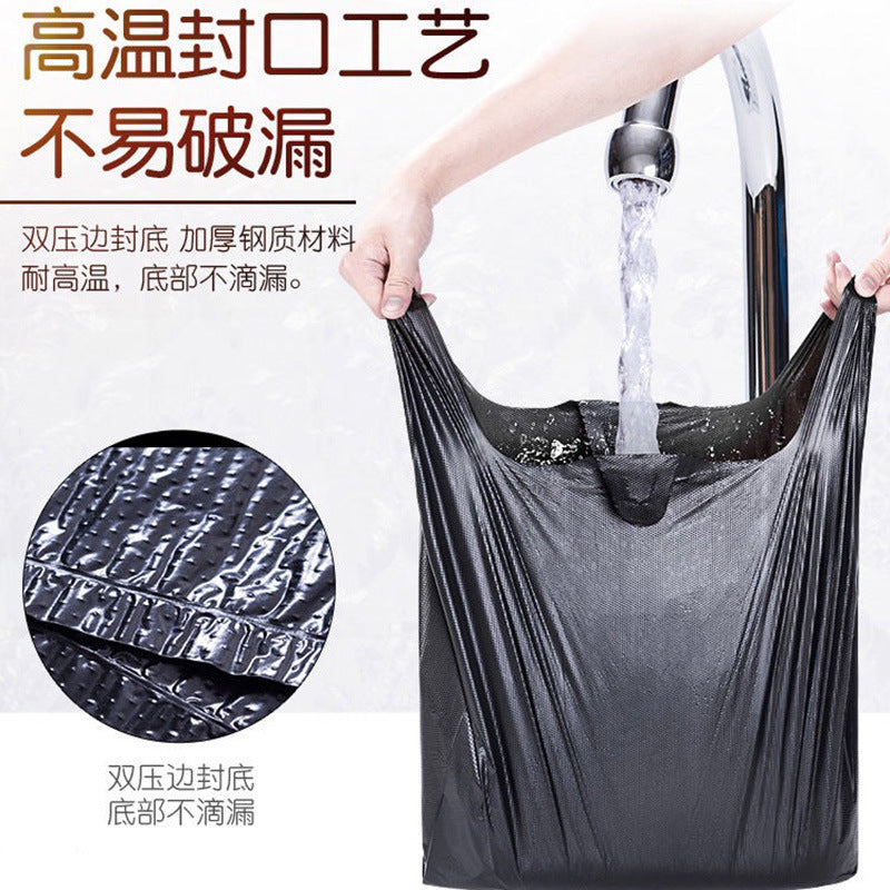 Thickened Vest for Home Kitchen Use, Black Kitchen Waste Tote Bag, Vest-Style Wholesale Disposable Garbage Plastic Bag