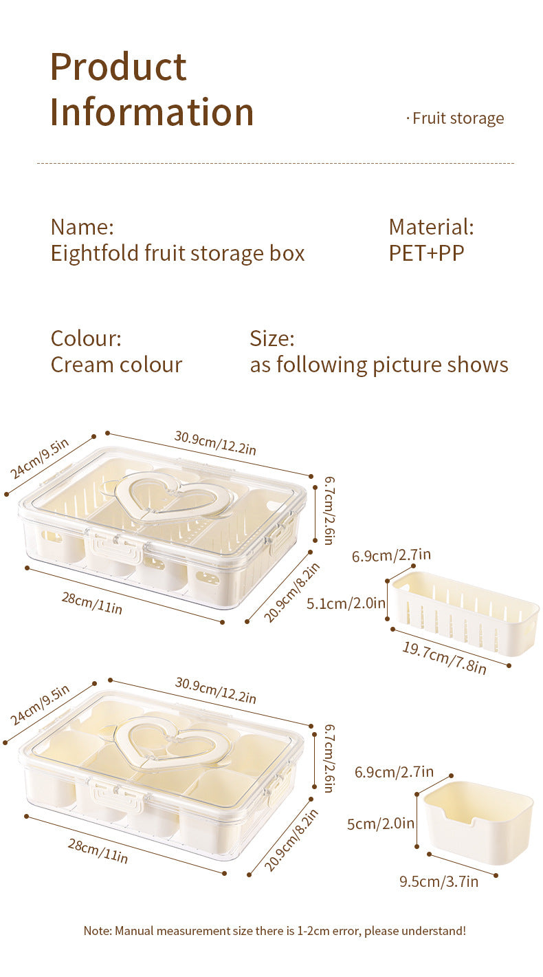 Love Refrigerator Salad Fruit Preservation Box Household Spices Kitchen Storage Box Eight-compartment Sealed Spice Box