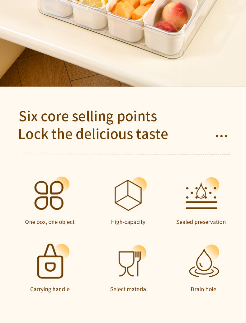 Love Refrigerator Salad Fruit Preservation Box Household Spices Kitchen Storage Box Eight-compartment Sealed Spice Box