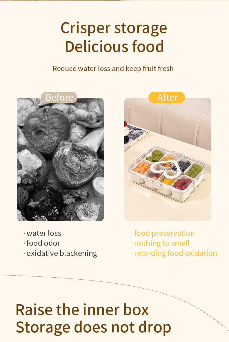 Love Refrigerator Salad Fruit Preservation Box Household Spices Kitchen Storage Box Eight-compartment Sealed Spice Box
