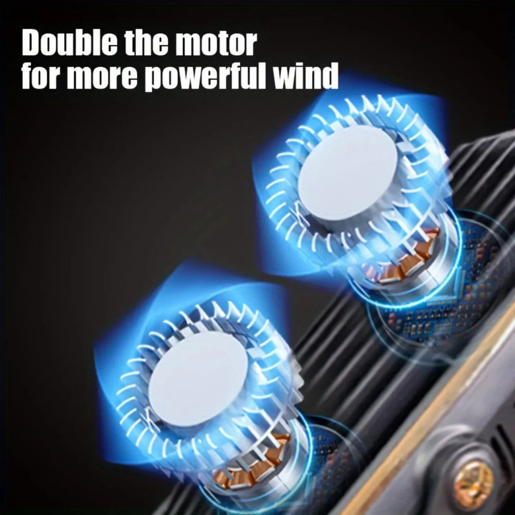 Portable USB Desk Fan Dual Motor 5-Speed LED Large Battery 360° Cooling Quiet for Office Home Travel Camping RV