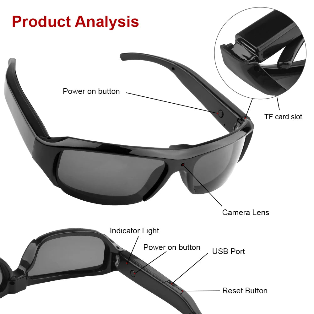 HD 1080P Mini Glasses Camera Wearable Portable Outdoor Security Sports DV DVR Video Recorder Surveillance Camcorder For Driving