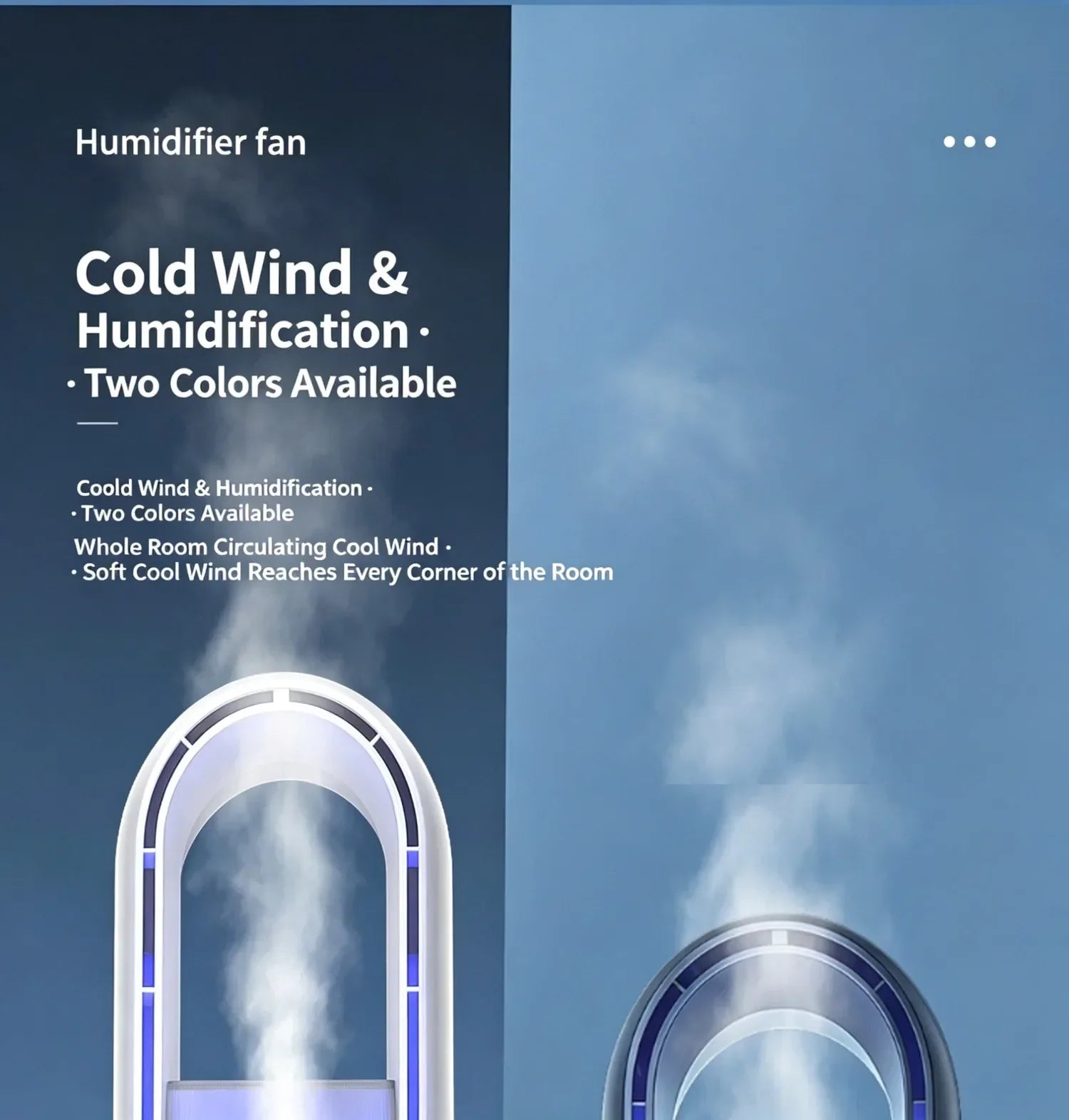 USB Direct Supply Desktop Cooling Humidifier Fan No Built-in Battery Silent Wide Angle Air Cooler With RGB Light Touch Control