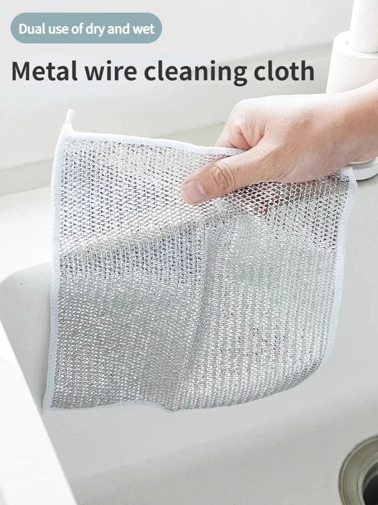 New Thickened Cleaning Cloth Kitchen Magic Dishwashing Towel Metal Steel Wire Cleaning Rag Microwave Stove Clean Tool Dish Cloth