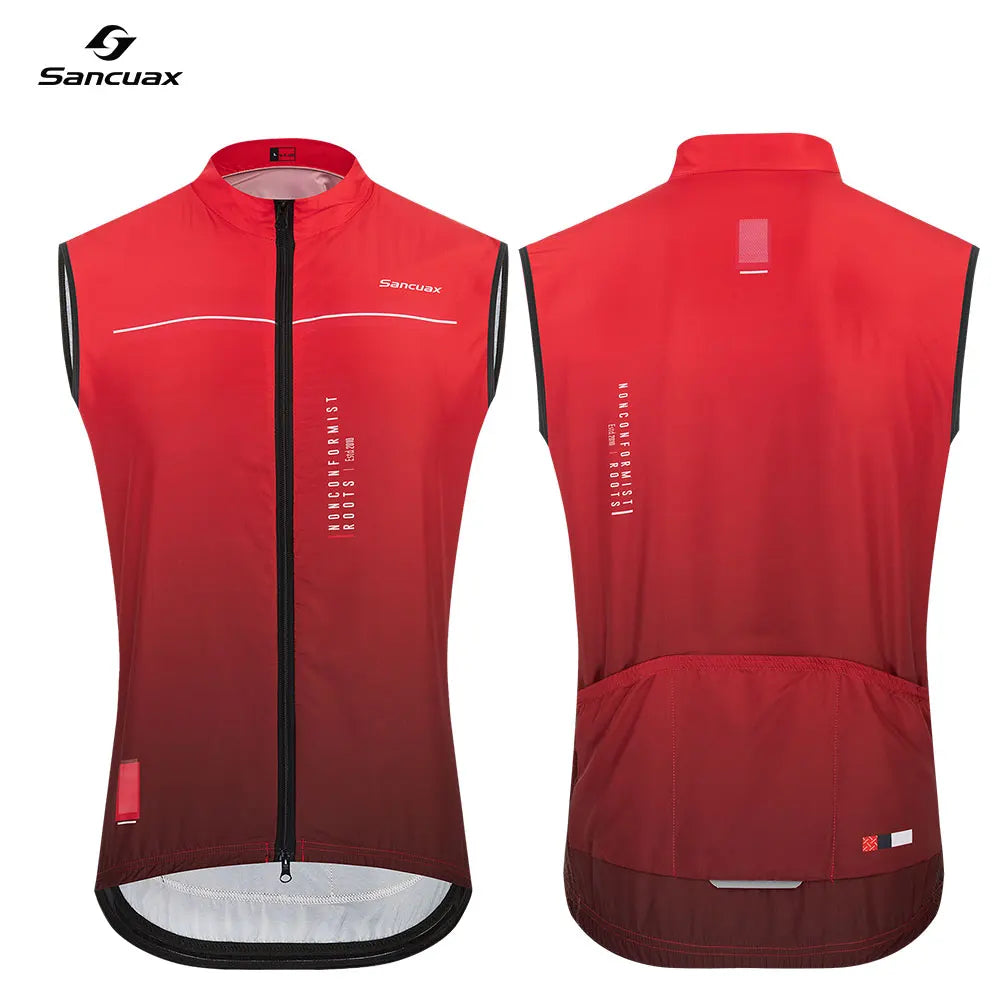 New SANCUAX Summer Cycling Sleeveless Jerseys Windproof Sport Run Vest Mountain Bike Sleeveless Cycling Vest Men's Cycling Gilet