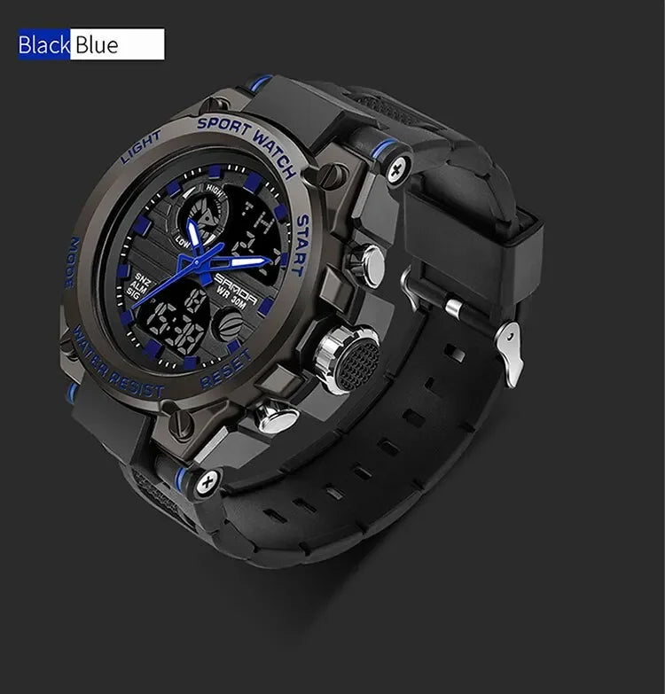 SANDA 739 Luxury Digital Quartz Watch for Men Military Army Waterproof Sport Wristwatches LED Dual Display Mens Reloj Hombre