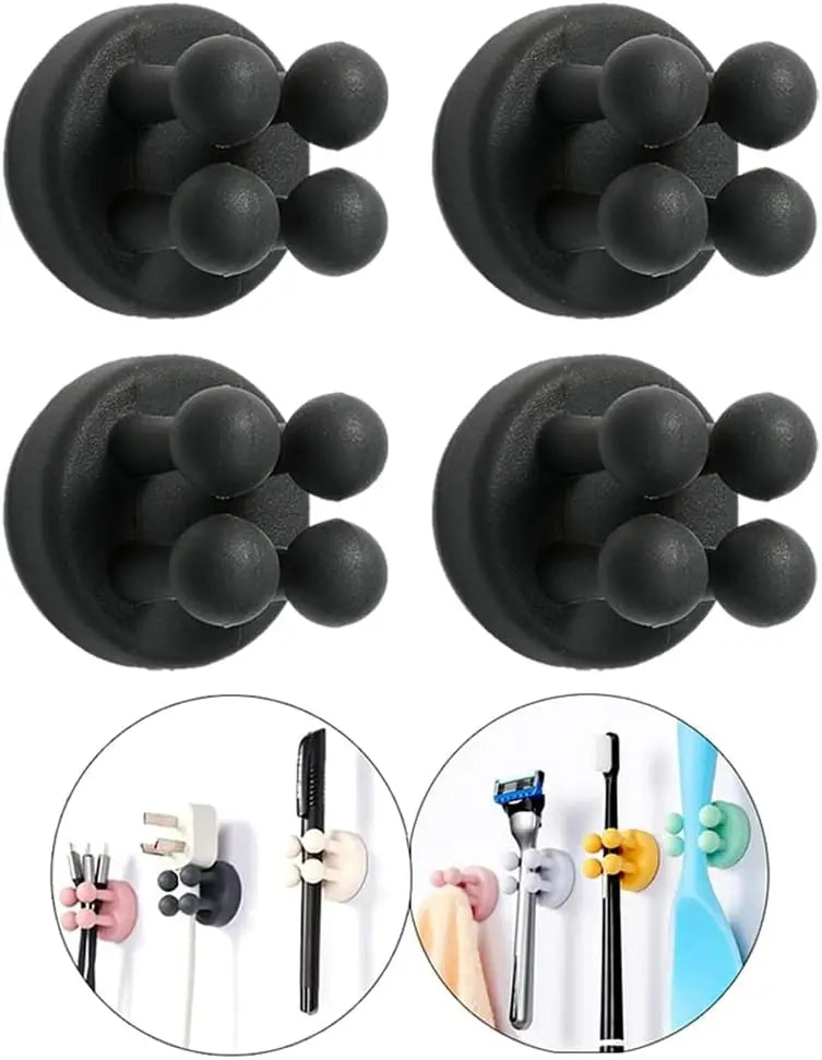 Silicone Toothbrush Holder Waterproof Self-Adhesive Wall Mounted Bathroom Kitchen Storage Organizer Adhesive Hooks No Drilling