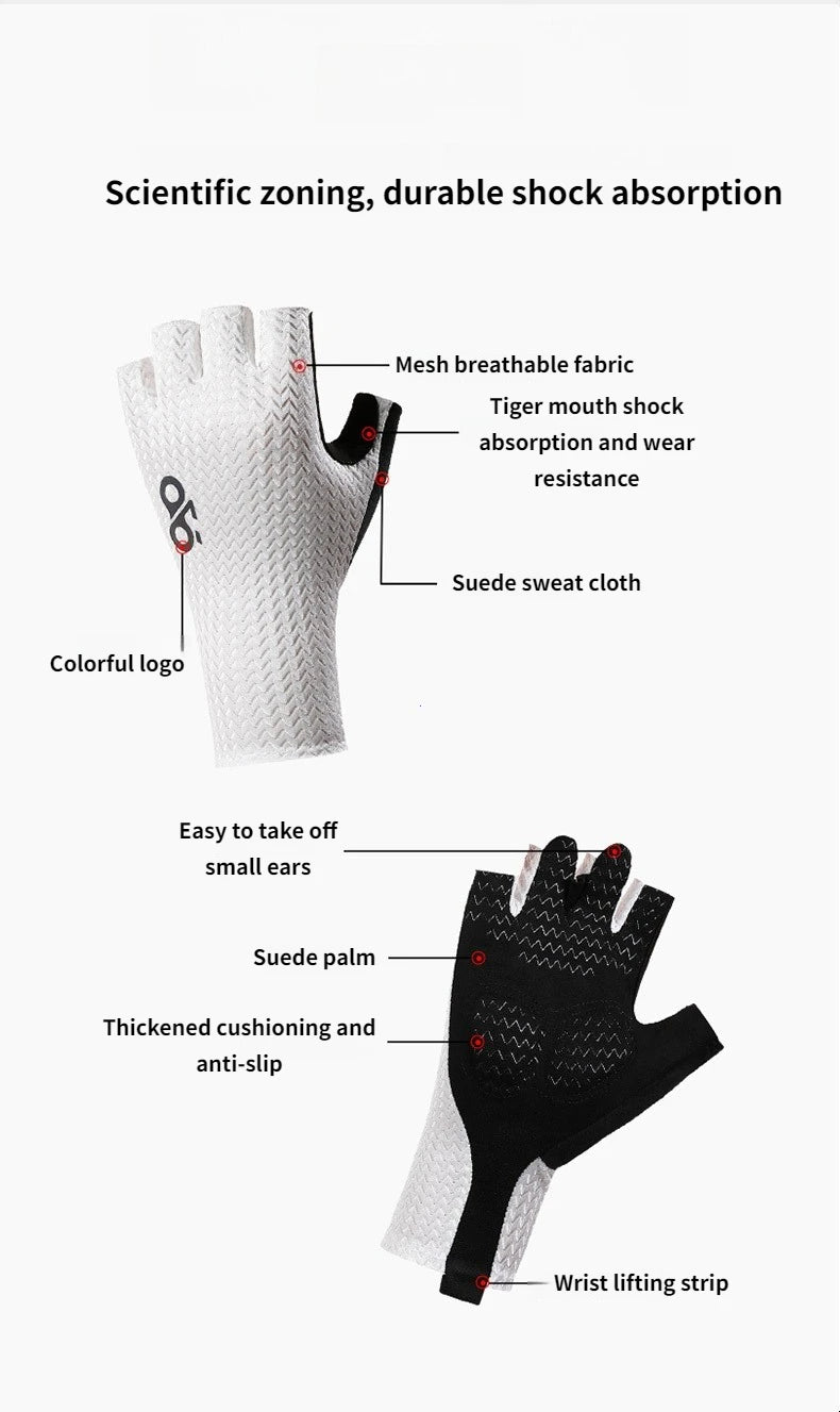 Summer Breathable Half Finger Cycling Gloves Ultralight Road Bike Gloves Anti-Slip Silicone Pad Cooling Sport Gear