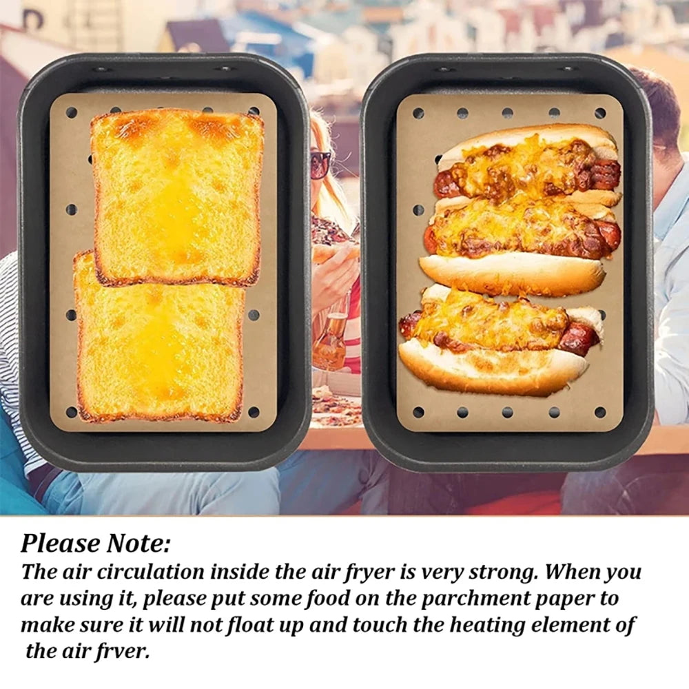 100Pcs Air Fryer Paper for Ninja Disposable Non-Stick Oil-proof Paper Kitchen Baking Micro-wave Barbecue Oven Fryer Papers