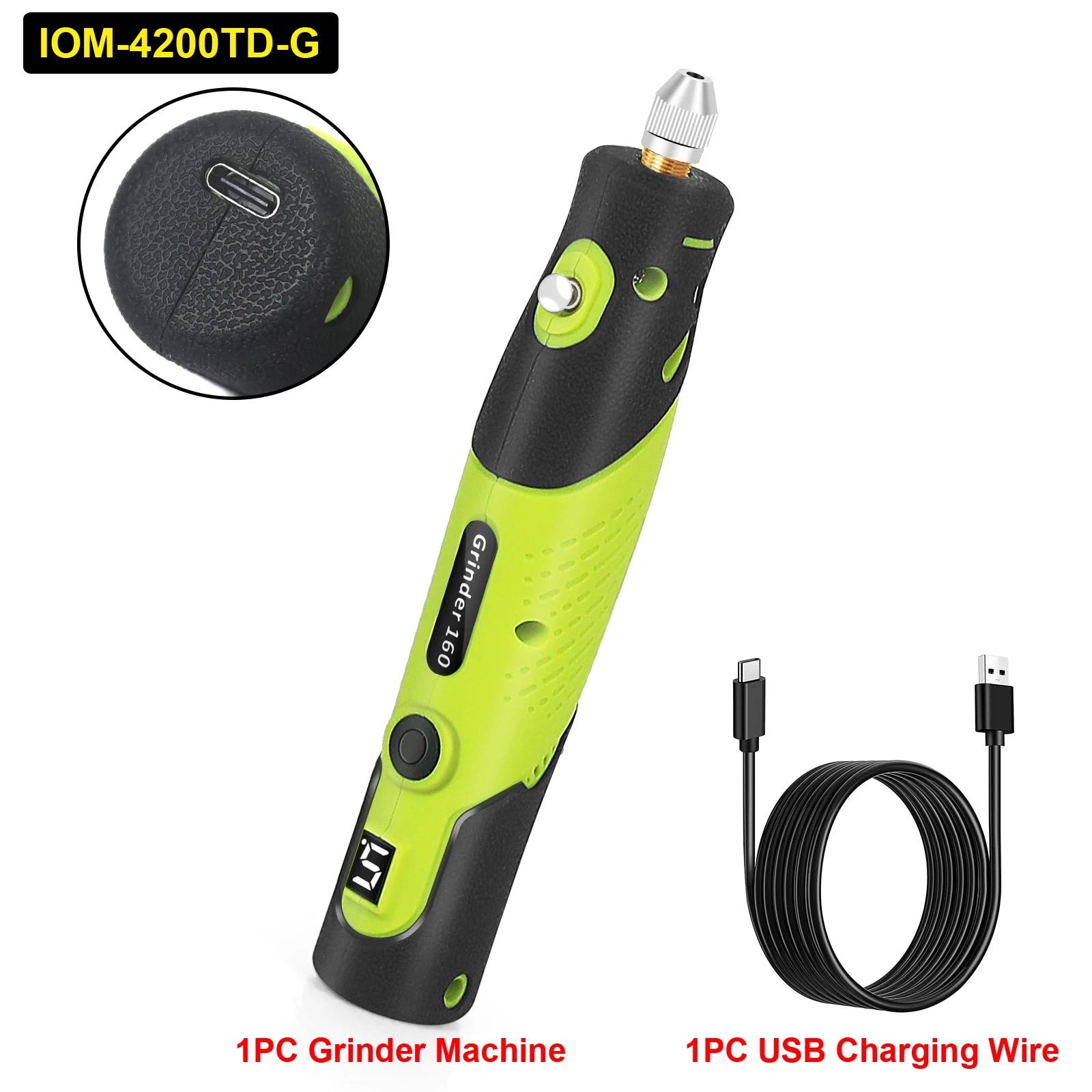 Toolour Cordless Rotary Tool with Display 5000-18000RPM 5-Speed Adjust Electric Carving Pen for DIY Projects/Home Repair/Craft