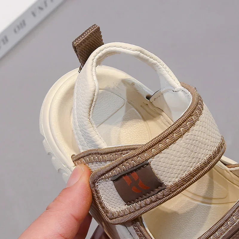 Children Sandals for Boys 2025 Summer New Fashion Korean Style Soft Bottom Anti-slippery Versatile Sports Simple Beach Shoes