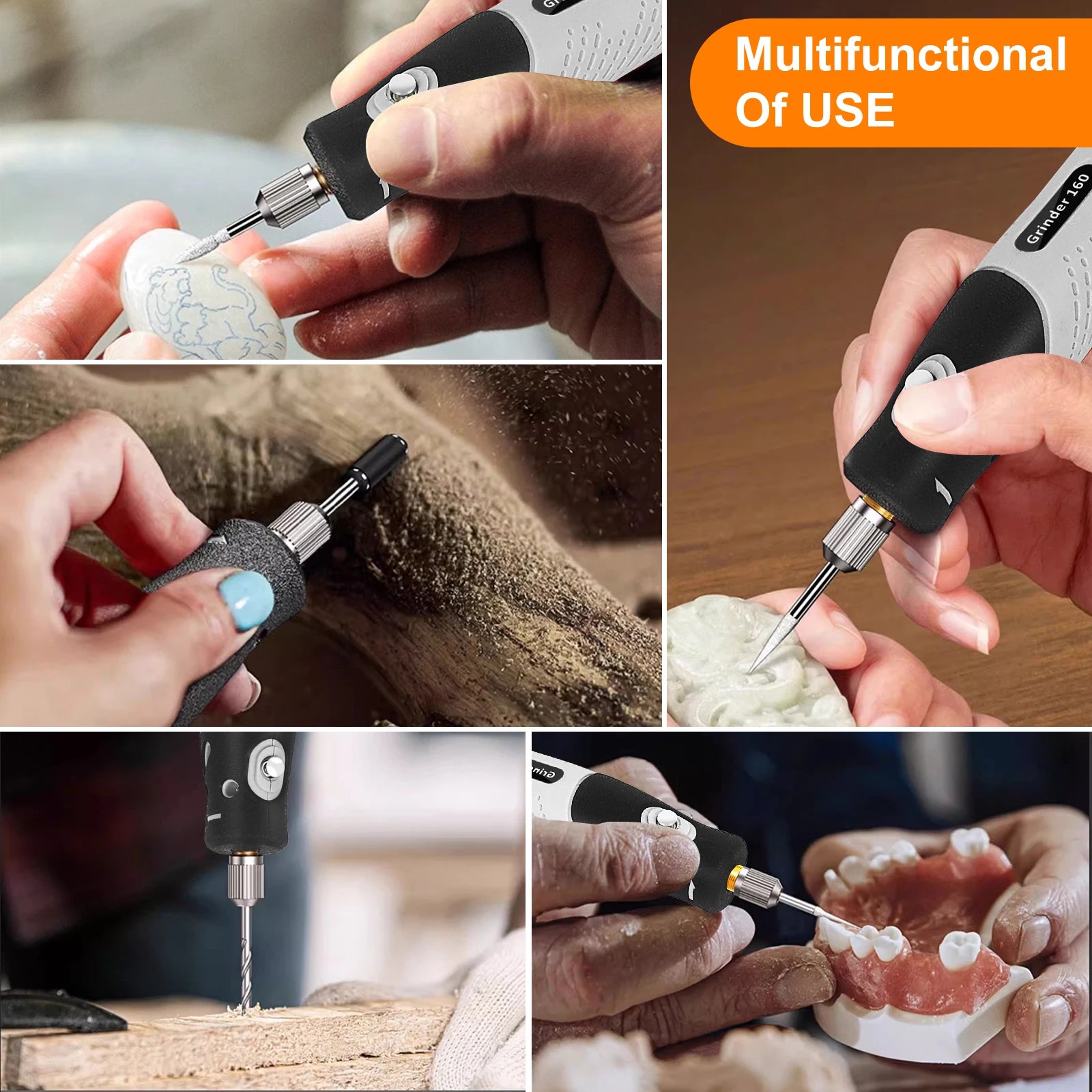 Toolour Cordless Rotary Tool with Display 5000-18000RPM 5-Speed Adjust Electric Carving Pen for DIY Projects/Home Repair/Craft