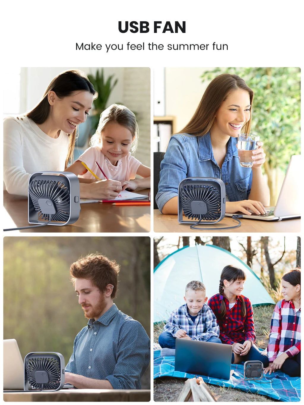 TOPK USB Desk Fan, Mini Fan Portable,3 Speeds Desktop Table Cooling Fan,Quiet Personal Small Fans for Room Home Desktop Office