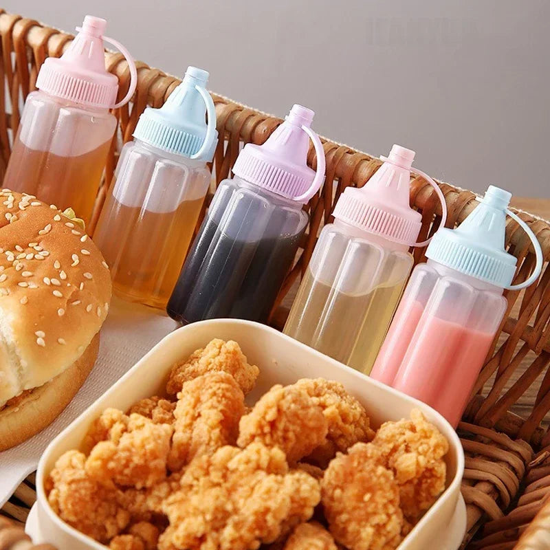 4Pcs Mini Sauce Bottles Condiment Dispenser Ketchup Bottle Mustard Salad Dressing Sauce Bento Container Kitchen Accessories