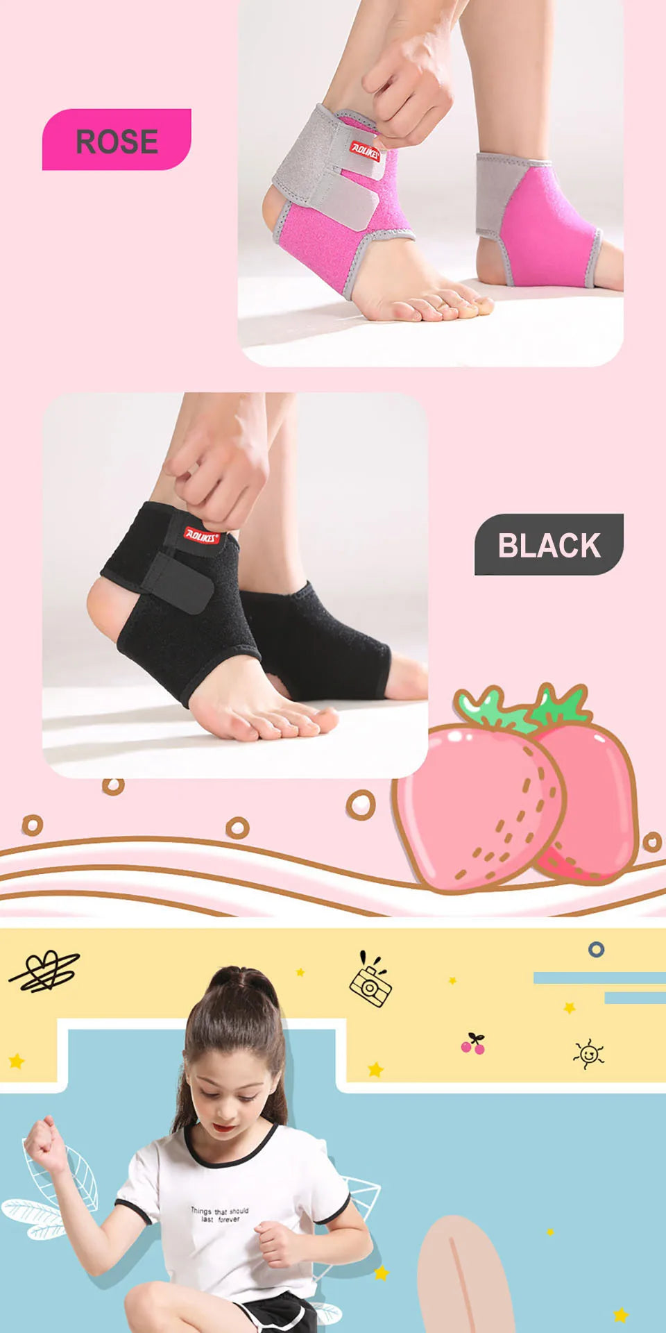 AOLIKES 1 Pair Kids Ankle Strap For Cycling Running Gym Children Sport Ankle Brace Support Guard Protector Boy Girl tobillera