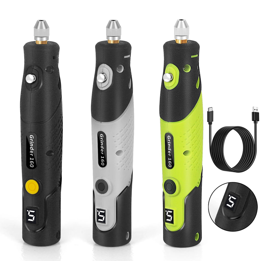 Toolour Cordless Rotary Tool with Display 5000-18000RPM 5-Speed Adjust Electric Carving Pen for DIY Projects/Home Repair/Craft