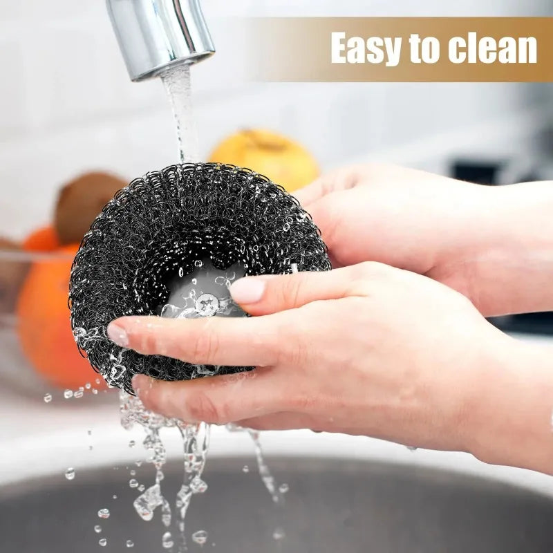 Stainless Steel Pot Brush with Handle Robust Metal Ball for Dishwashing 1-10 Pieces Cleaner Metal Purifier for Kitchen