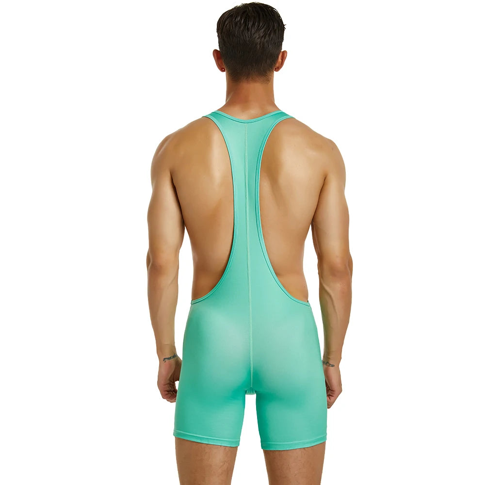New Coming Men's One-Piece Wrestling Singlet Sport Dance Leotard Unitard Short Jumpsuit
