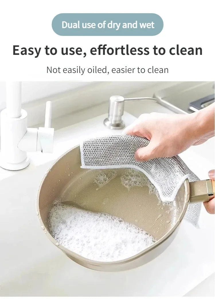 New Thickened Cleaning Cloth Kitchen Magic Dishwashing Towel Metal Steel Wire Cleaning Rag Microwave Stove Clean Tool Dish Cloth
