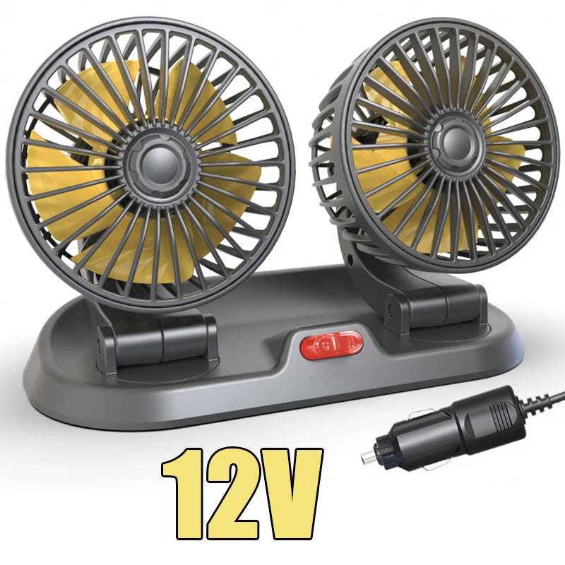 1/2/3 Head Car Fan Summer Air Fan USB/12V/24V Fan Cooler Adjustable 2 Speeds Silent Fan for Home Desk Office&Car Air Fan