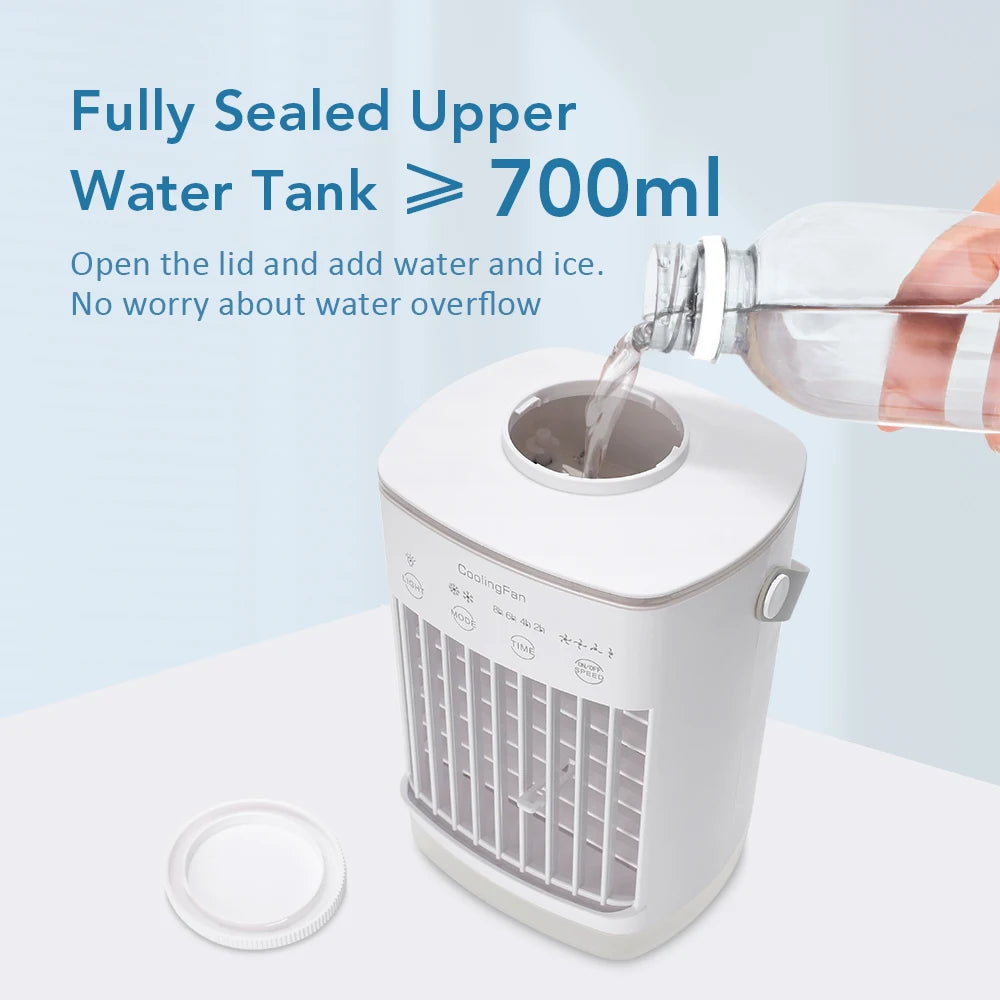 Popular mini air cooler USB air conditioning fan office desktop small water cooling fan spray humidification cooling fan