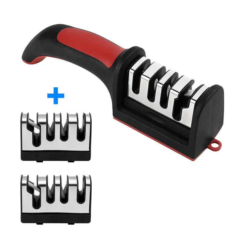 4-Stage Kitchen Knife Sharpener Tungsten Steel/Ceramic Sharpening System Handheld Sharpeners with Non Slip Base Kitchen Knives
