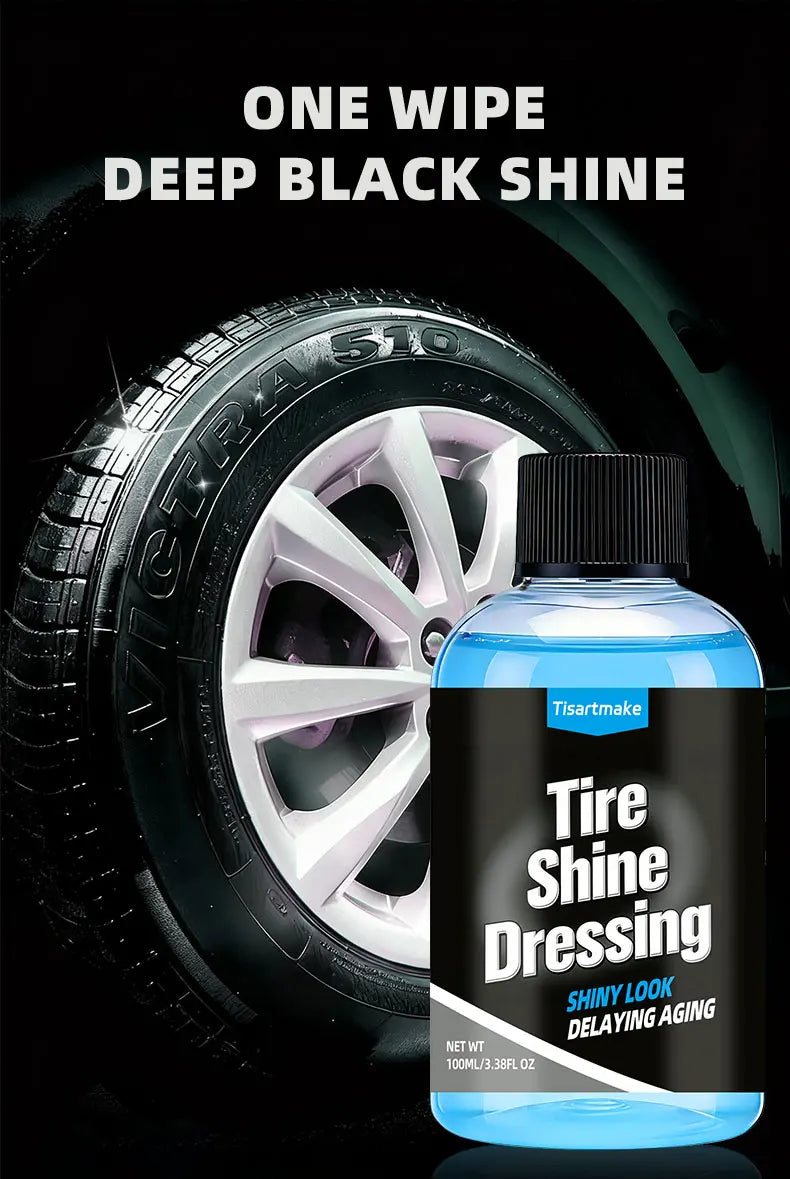 500ml/100ml Black Wet Look Tire Shine Dressing -Automotive Clear Coat Tire Dressing for Glossy Wet Tire Look, Vinyl & Plastic