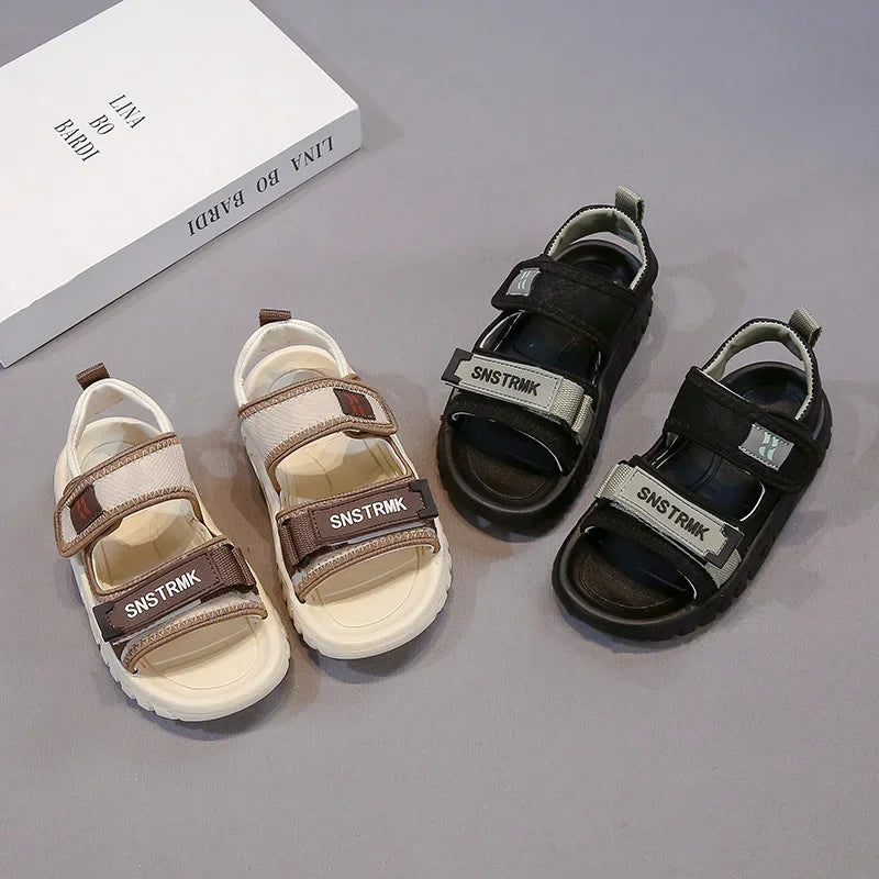 Children Sandals for Boys 2025 Summer New Fashion Korean Style Soft Bottom Anti-slippery Versatile Sports Simple Beach Shoes