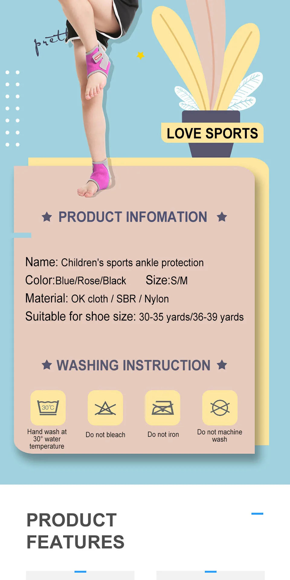 AOLIKES 1 Pair Kids Ankle Strap For Cycling Running Gym Children Sport Ankle Brace Support Guard Protector Boy Girl tobillera