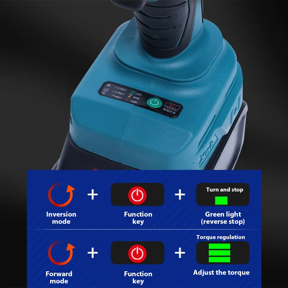 3000N.m 1/2" Cordless Electric Impact Wrench Variable Speed Brushless Electric Wrench Power Tool For Makita 18-21V Battery