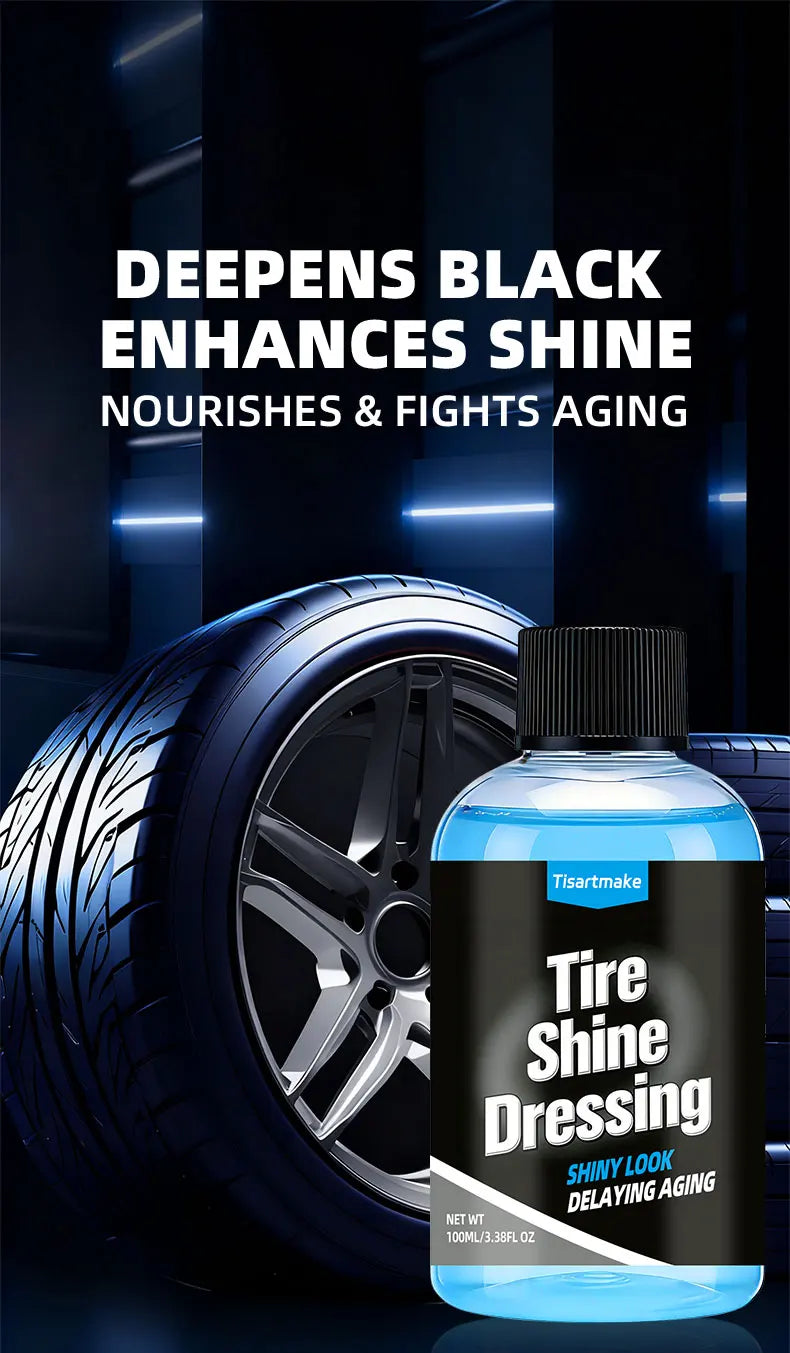 500ml/100ml Black Wet Look Tire Shine Dressing -Automotive Clear Coat Tire Dressing for Glossy Wet Tire Look, Vinyl & Plastic