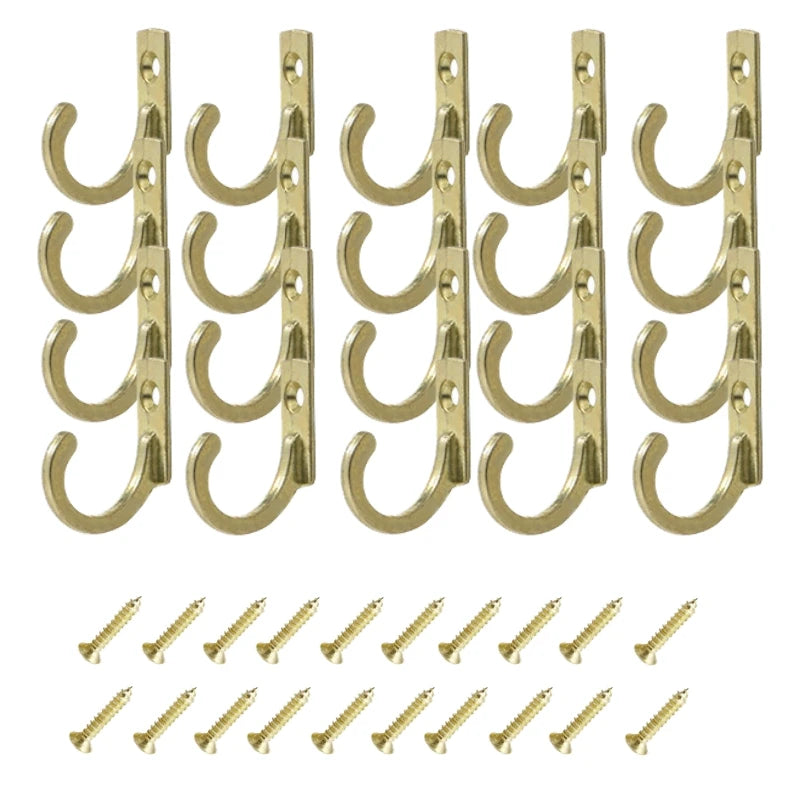 20/10PCS Mini Hook with Screws Antique Alloy Door Wall Hooks Keys Hair Rope Hanging Storage Rack Bathroom Kitchen Accessories