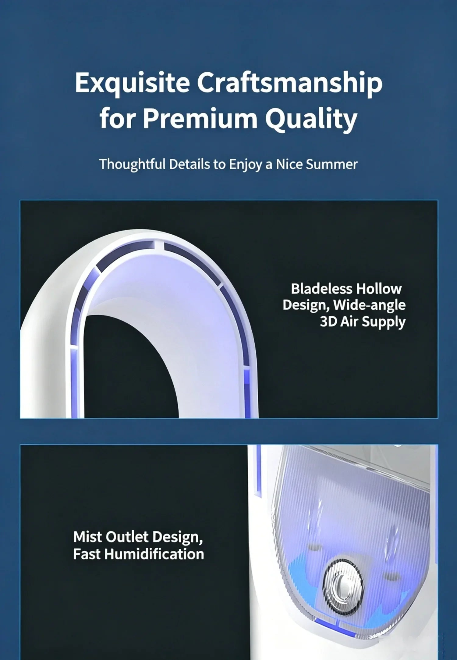 USB Direct Supply Desktop Cooling Humidifier Fan No Built-in Battery Silent Wide Angle Air Cooler With RGB Light Touch Control
