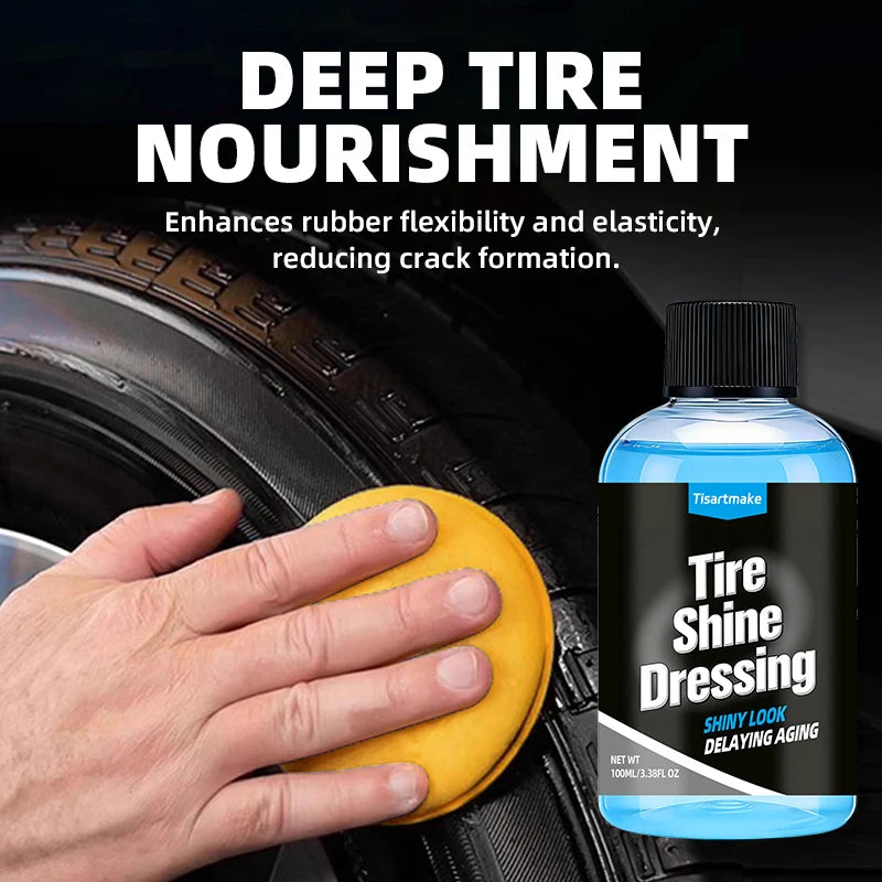 500ml/100ml Black Wet Look Tire Shine Dressing -Automotive Clear Coat Tire Dressing for Glossy Wet Tire Look, Vinyl & Plastic
