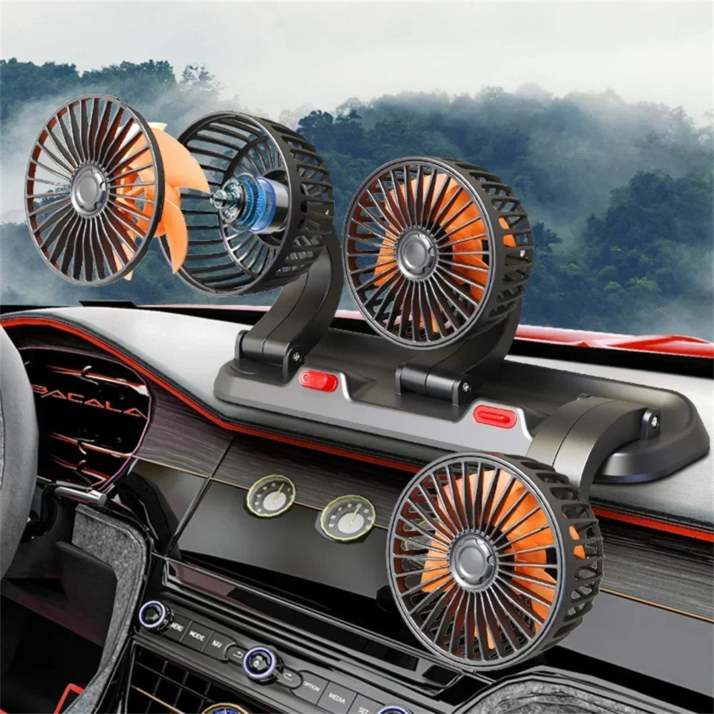 1/2/3 Head Car Fan Summer Air Fan USB/12V/24V Fan Cooler Adjustable 2 Speeds Silent Fan for Home Desk Office&Car Air Fan