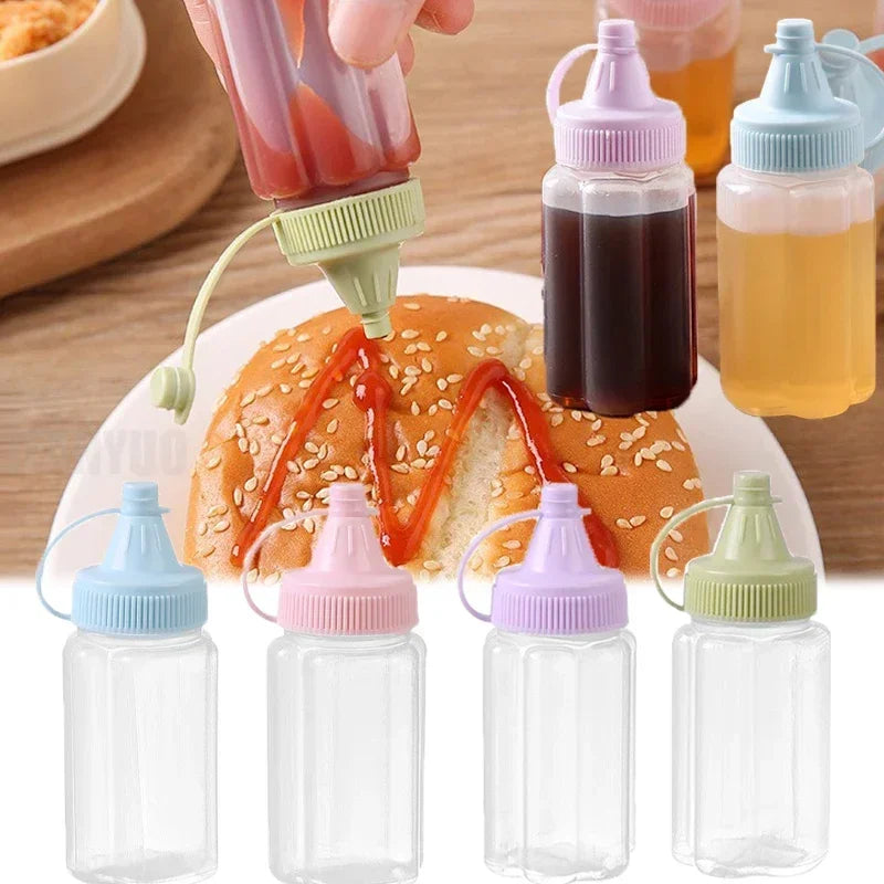 4Pcs Mini Sauce Bottles Condiment Dispenser Ketchup Bottle Mustard Salad Dressing Sauce Bento Container Kitchen Accessories