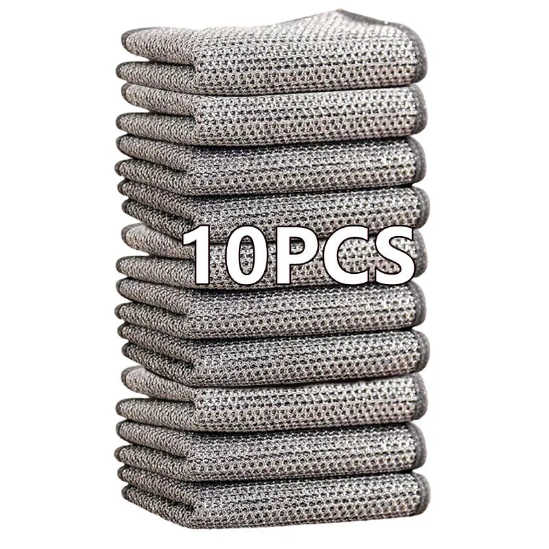 New Thickened Cleaning Cloth Kitchen Magic Dishwashing Towel Metal Steel Wire Cleaning Rag Microwave Stove Clean Tool Dish Cloth